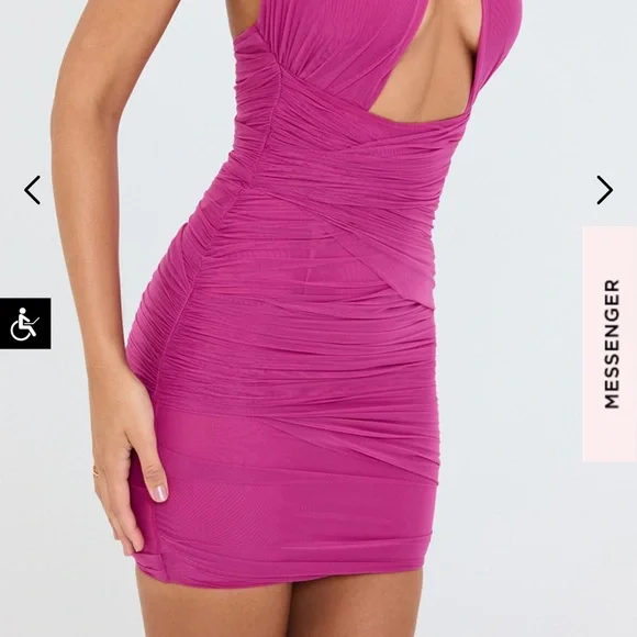 MISTRESS ROCKS MAGENTA HALTER MINI DRESS - Picture 5 of 8